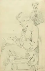 George Adolphus Storey, A Man Writing Or Drawing, Possibly A Self Portrait, Pencil