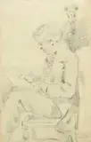 George Adolphus Storey, A Man Writing Or Drawing, Possibly A Self Portrait, Pencil