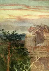 William Bell Scott, Woman Looking Out For Her Husband And Brothers, Watercolour