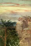 William Bell Scott, Woman Looking Out For Her Husband And Brothers, Watercolour