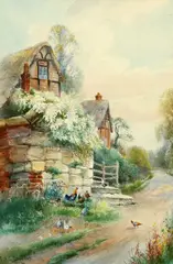 Charles Baldwyn, Country Cottage, 1912, Watercolour, unframed Sold
