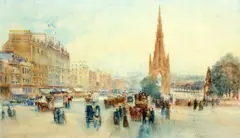 Charles James Lauder, The Scott Monument And Princes Street Edinburgh, Watercolour