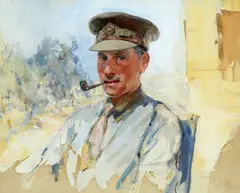 Thomas Cantrell Dugdale, Portrait Sketch Of An Wwi Officer, Watercolour