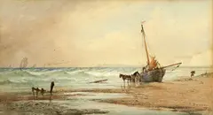 Edward Duncan, Bringing In The Catch, Dover (?), 1876, Watercolour
