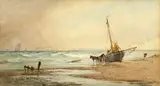 Edward Duncan, Bringing In The Catch, Dover (?), 1876, Watercolour