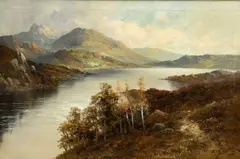 F.e Jamieson, Loch And Mountain Landscape, Oil on canvas
