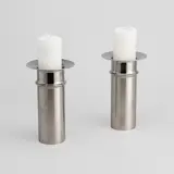Candlestics, 2 pcs, TW 486 / 668-230, Kultakeskus Oy by Tapio Wirkkala, steel, offered Sep 2026