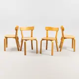 Chairs no 69, 4 pcs, Artek by Alvar Aalto, bend birch, sold Sep 2026