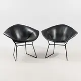 Harry Bertoia, Bertoia diamond -chairs, 2 pcs, Knoll, black leather uppholstery