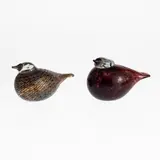 Oiva Toikka, Decoration birds, 2 pcs, Luhtahuitti and Punavarpunen, Nuutajärvi, glass