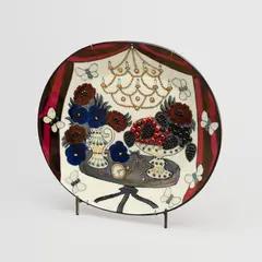 Birger Kaipiainen, Decoratvie Dish, "The Second Millenium", Arabia, partly iridescent glaze