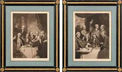 Charles Turner, The Dilettanti Society" (2 pieces, showing: Charles Watkin Williams-Wynn, Sir John Taylor, Payne Galway, Sir William Hamilton, Richard Thompson, Spencer Stanhope, Smith of Heath as well as Lord Mulgrave, Lord Dundas, Lord Seaforth, Charles Francis Greville, Charles Crowle Esq., Duke of Leeds, Sir Joseph Banks), mezzotints