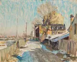 Fritz Stattler, Am Ende der Großstadt, Öl auf Leinwand
