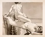 Philip Pearlstein, Two Nudes on Old Indian Blanket