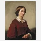 Theodor Leopold Weller, Damenportrait Spätbiedermeier, 1859, Öl auf Leinwand
