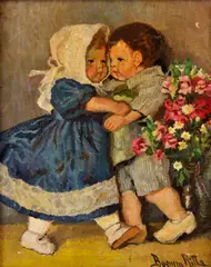 Bábiky by Ritta Boemm, Okolo 1920, Olej na hrubom plátne, sold Dec 2012