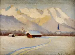 Zima pod Tatrami by Nándor Katona, okolo 1910, olej na plátne, sold Mar 2009