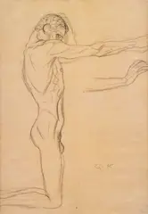 Štúdia muža by Gustav Klimt, okolo 1960, litografia na papieri, sold Mar 2009