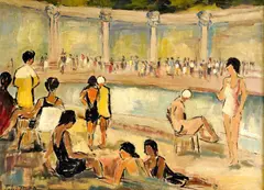 V kúpeľoch by Dezső Pécsi-Pilch, okolo 1930, olej na plátne, sold Jun 2008