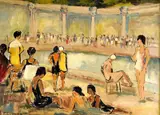 Dezső Pécsi-Pilch, V kúpeľoch, okolo 1930, olej na plátne