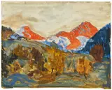 Alfons Walde, Ohne Titel (Südberge Kitzbühel), Mischtechnik auf Papier