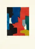 Serge Poliakoff, Composition bleue, rouge, verte et noire, Farbradierung auf BFK RIVES (Wasserzeichen)