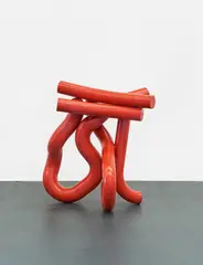 getup 3 by Friedrich Gräsel, 1989, Stahl (rot: RAL 282), geschweißt, sold Dec 2020