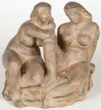 Oronzio Maldarelli, A Pair of Seated Nudes, Terracotta