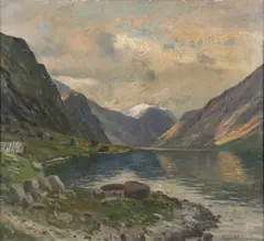 Conrad Selmyhr, Fjord, Oil on board
