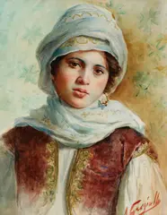 Antonio Gargiullo, Harem Girl, Watercolor on paper