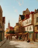William Raymond Dommersen, Street Scene - Rouen, Oil on canvas