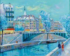 Jean Claude Picot, Confidences Sur Les Quais-Paris, Oil on canvas