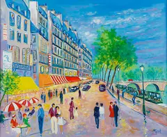 Jean Claude Picot, Soir sur Le Quai Saint Michel-Paris, Oil on canvas
