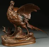 Alphonse Alexandre Arson, A Rooster Pheasant, Bronze with brown patina