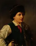Eugen von Blaas, Young Boy with Fur Hat, Oil on canvas
