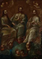 Mexican School, The Trinity, Oil on copper