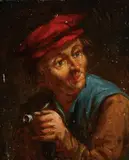 Adriaen van Ostade, Man with Pipe and Man with a Fur Hat, Oil on wood panel