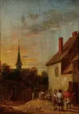 David Teniers, A Village Scene, Oil on wood panel
