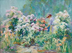 Frances Keffer, Phlox Garden, Oil on board