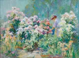 Frances Keffer, Phlox Garden, Oil on board