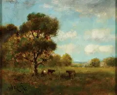 William Keith, Cattle in a Clearing, Oil on canvas