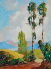 Virginia S. Cooper, A California Eucalyptus Landscape, Oil on board