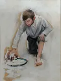 Henry James Soulen, Boy Feeding Dog -