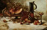 German School, Still Life with Fruit -, Oil on canvas in an elaborate 19th century frame