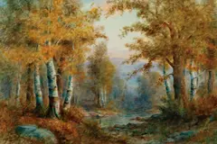 George H. Flavelle, Fall Landscape with Birches, Watercolor and gouache on paper