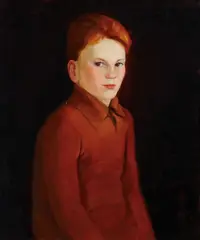 Ward Lockwood, Portrait of a Seated Boy and Boy with Aviator Hat -, Oil on canvas and charcoal on paper