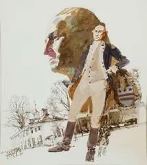 Roy Andersen, George Washington at Mount Vernon -, Pen, ink, watercolor, gouache, and acrylic on illustration board