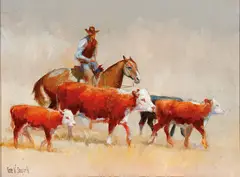 Gene V. Dougherty, On the Range, Oil on composite board