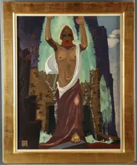 Erwin Stolz, Raising of Lazarus, Tempera on paper laid on cotton