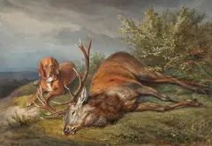Benno Adam, The End of the Hunt, Watercolor on paper